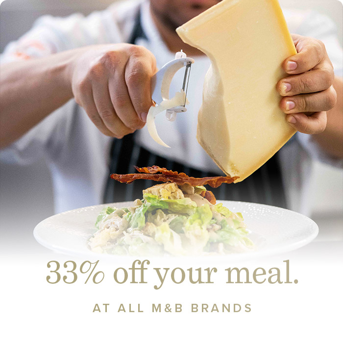 Enjoy 33% off your meal when you work for us at Browns Restaurant